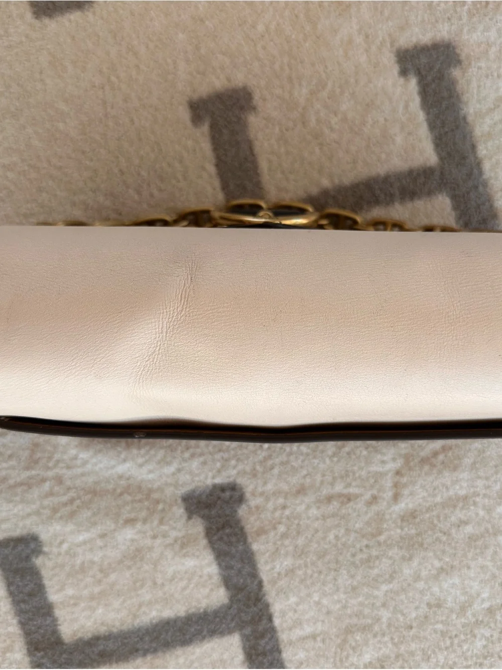 Coach Colorblock Leather Shoulder Bag in White, Brown and Black with Gold Chain
